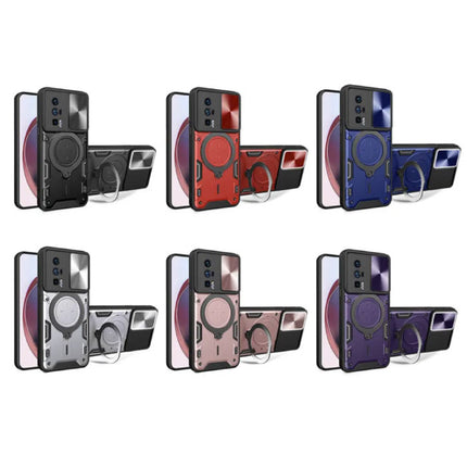 Xiaomi Poco F5 Pro (5G) Hoesje met Ring Kickstand en Magneet - Schokbestendig Cover Case Blauw