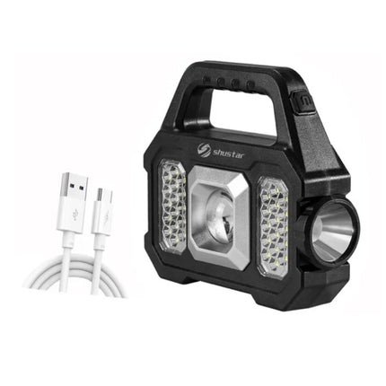 Solar Torch LED Zaklamp - USB Oplaadbaar Sterk Licht Kamperen - 2400 Lumen - Zilver