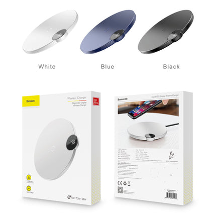 Qi Universele Draadloze Oplader 10W LED Display Wireless Charging Pad Blauw