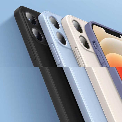 iPhone 14 Pro Square Silicone Hoesje - Zachte Matte Case Liquid Cover Donkerblauw