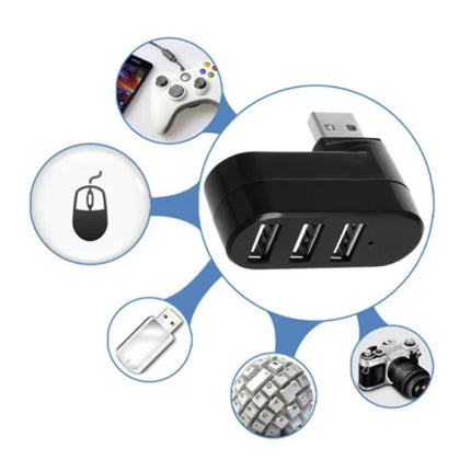 3 in 1 USB 2.0 Hub - Roterende Splitter Data Overdracht Oplader - Wit