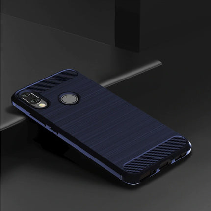Xiaomi Redmi 7A Hoesje - Carbon Fiber Textuur Shockproof Case TPU Cover Blauw