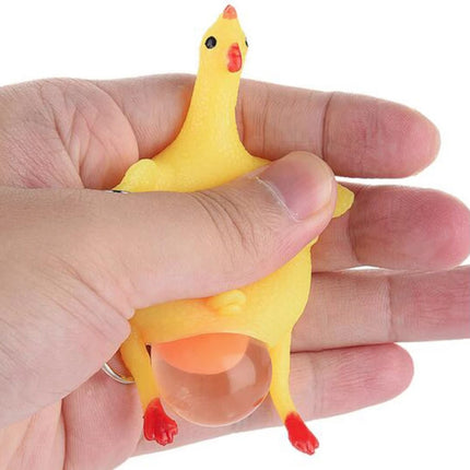 Knijp Kip Sleutelhanger met Ei - Squishy Chicken Fidget Anti Stress Speelgoed Siliconen Geel