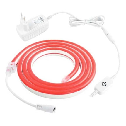 Neon LED Strip 1 Meter - Flexibele Verlichting Tube met Stekker Adapter 12V en Aan/Uit-Schakelaar Waterdicht Rood