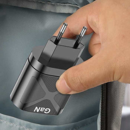 65W GaN Dual Port Stekkerlader - PD / Quick Charge 3.0 - Power Delivery USB Fast Charge - Oplader Muur Wallcharger AC Thuislader Adapter Wit