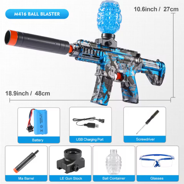 Gel Ball Blaster - M416 Model Speelgoed Soft Shell Foam Shooter - Blauw