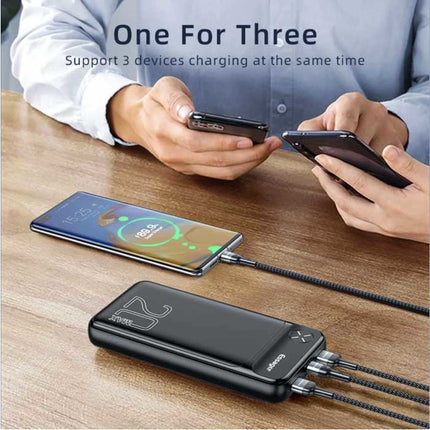 Powerbank 20.000mAh met 3 Oplaadpoorten  - 20W PD Externe Noodaccu LED Display Batterij Oplader Charger Zwart