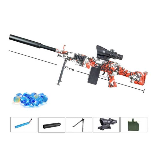 Elektrische Gel Blaster met 10.000 Balletjes - M249 Model Water Speelgoed Foam Shooter Rood