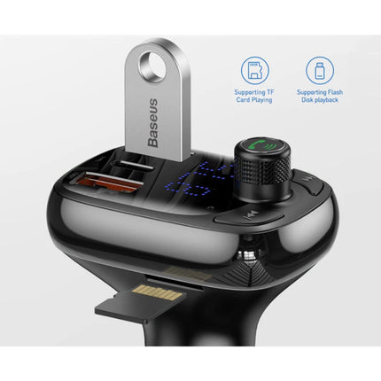 2x USB/USB-C Autolader Bluetooth Transmitter Handsfree Oplader FM Radio Kit Zwart 