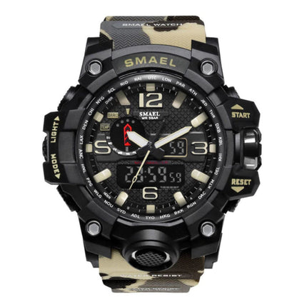  Militair Duik Horloge voor Heren - Rubber Bandje Kwarts Uurwerk Analoog Digitaal voor Mannen Beige Camo