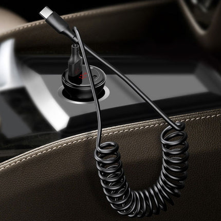 66W USB-C naar USB-C Spiraal Oplaadkabel - 1,5 meter - Power Delivery (PD) Type C Oplader Data Kabel Zwart