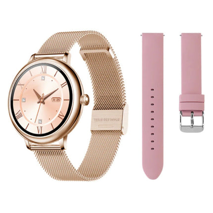 Smartwatch met Extra Bandje - Roestvrij Staal Mesh / Silicoon Fitness Sport Activity Tracker Horloge Android - Goud