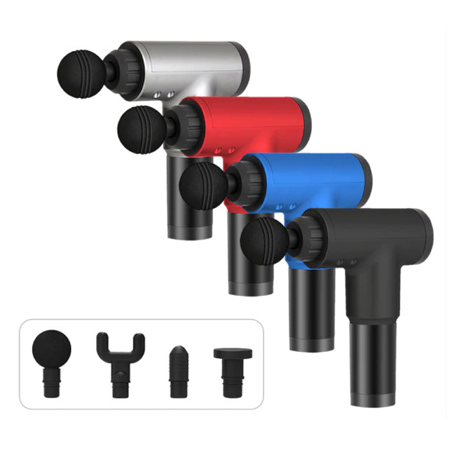 Professioneel Massage Apparaat Gun - 4 Standen - 4 Koppen - Sport en Relax - Rood