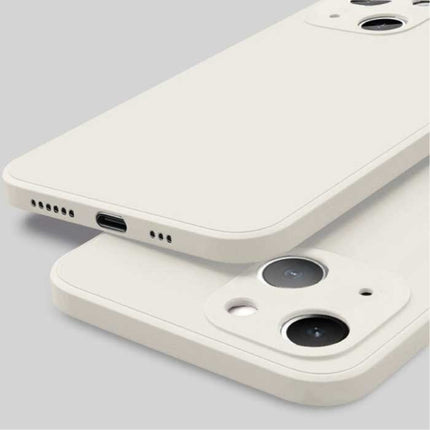 iPhone 13 Pro Max Square Silicone Hoesje - Zachte Matte Case Liquid Cover Wit