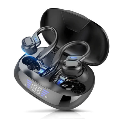 VV2 Draadloze Oortjes met Oorhaak Sport - Touch Control -  TWS Bluetooth 5.0 Wireless Buds Earphones Earbuds Oortelefoon Zwart