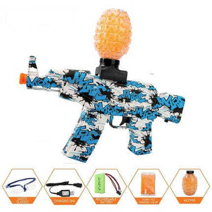 Elektrische Gel Blaster met 10.000 Balletjes - AK47 Model Water Speelgoed Foam Shooter Blauw