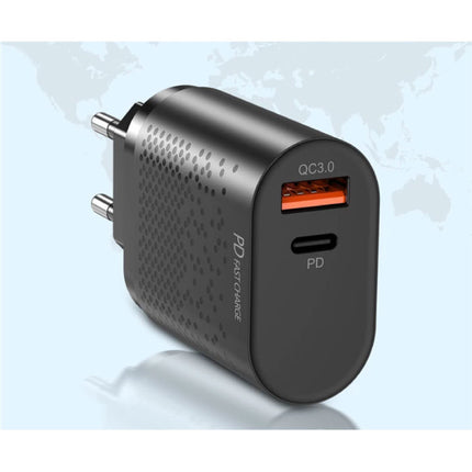 2-Poort  USB Oplader - 36W PD Fast Charging / Quick Charge 3.0 - Muur Stekkerlader Wallcharger AC Thuislader Adapter Zwart