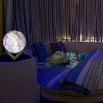 3D RGB Sterren Maan Galaxy Lamp 20cm met Afstandsbediening - Sfeerlamp Tafellamp Sterrenhemel Projector