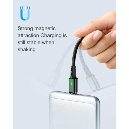 Micro-USB Magnetische Oplaadkabel 2 Meter met LED Lampje - 3A Fast Charging Gevlochten Nylon Oplader Data Kabel Android Blauw