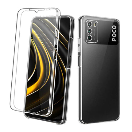Xiaomi Poco M3 Full Body 360° Hoesje - Volledige Bescherming Transparant TPU Silicone Case + PET Screenprotector 