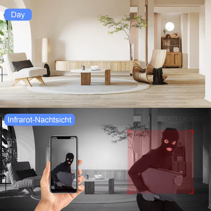 Camera Wekker - 4K WiFi Klok - Smart Home Security Night Vision Motion Detection - Zwart