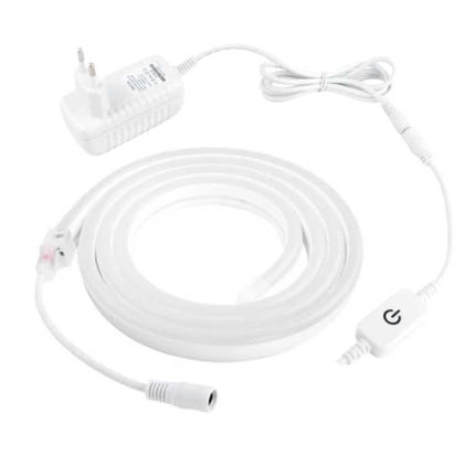 Neon LED Strip 2 Meter - Flexibele Verlichting Tube met Stekker Adapter 12V en Aan/Uit-Schakelaar Waterdicht Wit