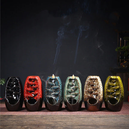 Aromatherapie Sier Wierookbrander Waterval Terugstromen - Backflow Incense Burner Feng Shui Decor Ornament Rood