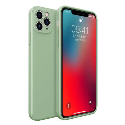 iPhone 12 Mini Square Silicone Hoesje - Zachte Matte Case Liquid Cover Groen