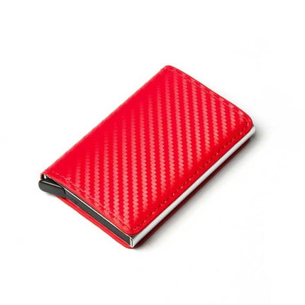 RFID Creditcard Houder Portemonnee - Vintage Leren Aluminium Etui met Geldclip Rood