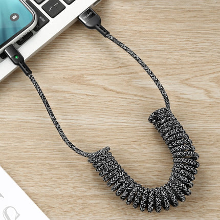 Gekrulde Lightning USB Oplaadkabel voor iPhone - Spiraal Nylon Datakabel 1.8 Meter Oplader Kabel Grijs