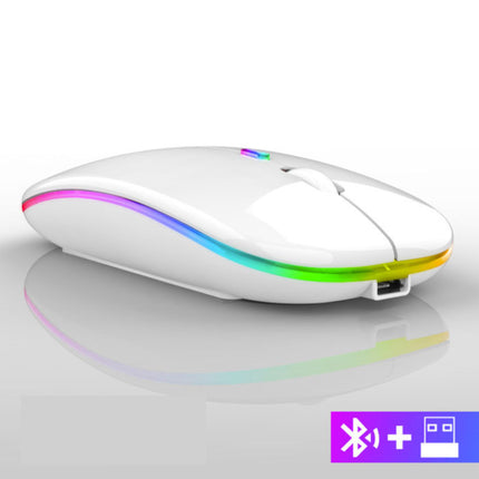 Draadloze RGB Muis - 2.4GHz / 1600DPI / Optisch / Ergonomisch / Tweehandig - Wit