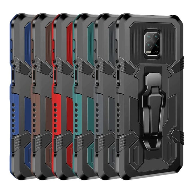 Xiaomi Redmi Note 7 Pro Hoesje  - Magnetisch Shockproof Case Cover Cas TPU Bruin + Kickstand