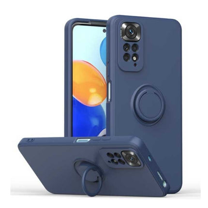 Xiaomi Poco X4 Pro Hoesje met Ring Kickstand en Magneet - Schokbestendig Cover Case Blauw