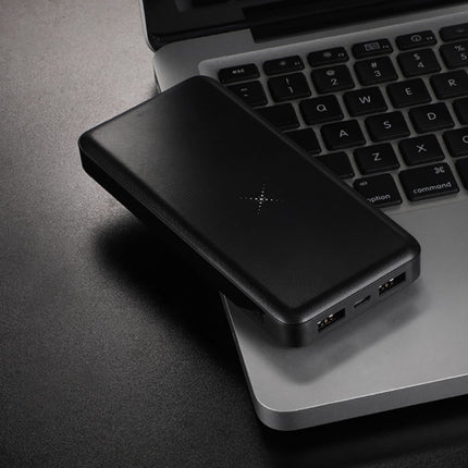 10.000mAh Draadloze Qi Oplader + Powerbank Noodaccu Batterij Wireless Charger Pad Zwart 