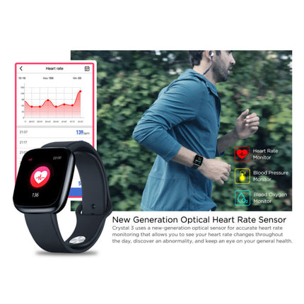 Crystal 3 Smartwatch Smartband Smartphone Fitness Sport Activity Tracker Horloge IPS iOS Android iPhone Samsung Huawei Rood