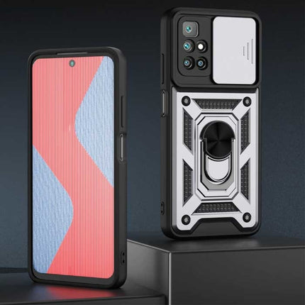 Xiaomi Poco X3 - Armor Hoesje met Kickstand en Camera Bescherming - Pop Grip Cover Case Zilver