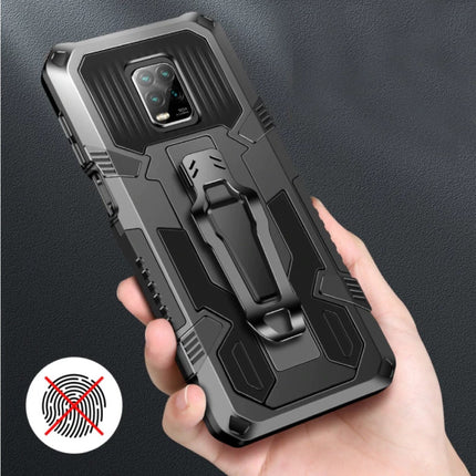 Xiaomi Redmi Note 9S Hoesje  - Magnetisch Shockproof Case Cover Cas TPU Groen + Kickstand