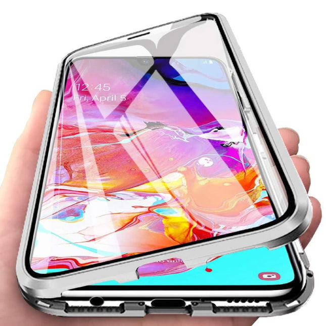 Samsung Galaxy Note 10 Magnetisch 360° Hoesje met Tempered Glass - Full Body Cover Hoesje + Screenprotector Zilver