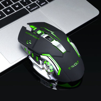 Q-13 Draadloze Gaming Muis - 2.4GHz RGB Optisch Ergonomisch met DPI Aanpassing tot 2400 DPI - Zwart 