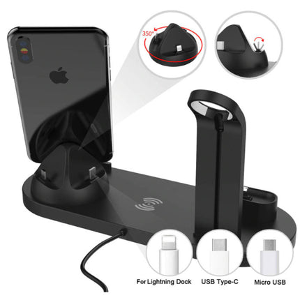 4 in 1 Oplaadstation voor Apple iPhone / iWatch / AirPods -  Charging Dock 10W Wireless Pad Wit