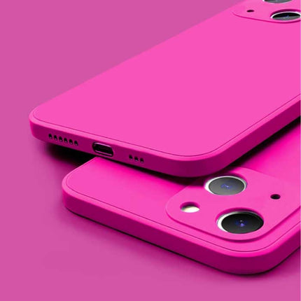 iPhone 14 Pro Max Square Silicone Hoesje - Zachte Matte Case Liquid Cover Roze
