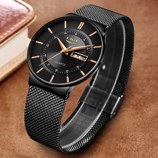 Kwarts Uurwerk Heren - Anoloog Luxe Horloge voor Mannen Zwart