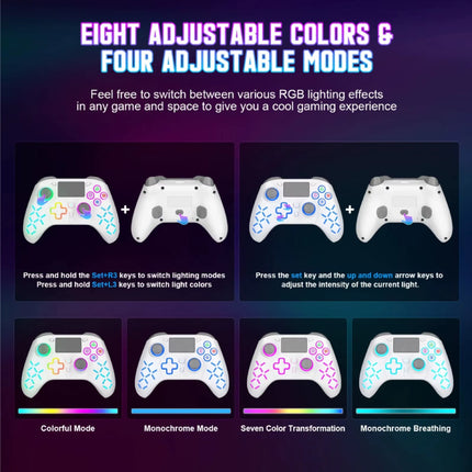 RGB Gaming Controller voor PS5 / PS4 / PC - Draadloze Gamepad met Vibratie - Zwart