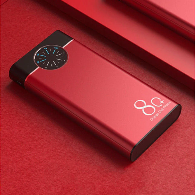80.000mAh Powerbank met 2 Uitvoer/2 Invoer Poorten - Ingebouwde Zaklamp - Externe Noodaccu Batterij Oplader Charger Rood