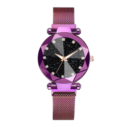 Starry Night Horloge Dames - Luxe Anoloog Kwarts Uurwerk voor Vrouwen Paars