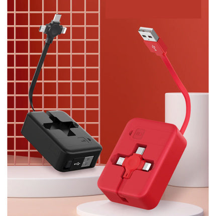 3 in 1 Intrekbare Oplaadkabel - iPhone Lightning / USB-C / Micro-USB - 1 Meter Oplader Data Kabel Zwart