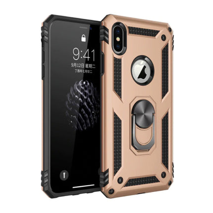 iPhone X Hoesje  - Shockproof Case Cover Cas TPU Goud + Kickstand