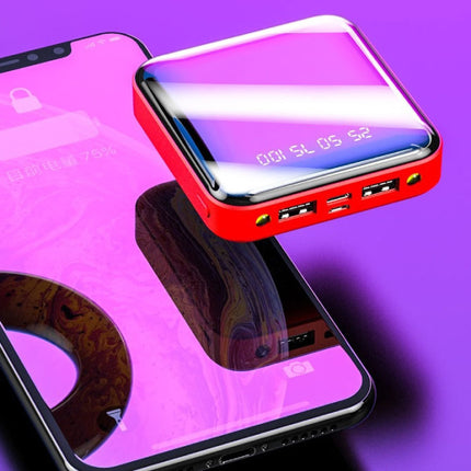 Mini Externe 20.000mAh Powerbank 2x USB LED Display Noodaccu Batterij Oplader Charger Rood