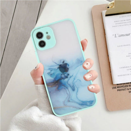 iPhone X Bumper Hoesje met Print - Case Cover Silicone TPU Anti-Shock Aqua Blauw