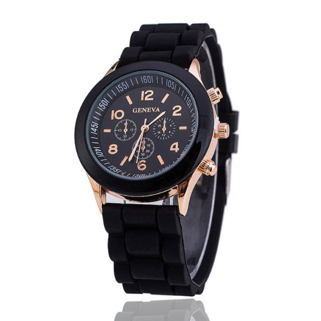 Jelly Horloge voor Dames - Kwarts Uurwerk Silicoon Bandje Zwart